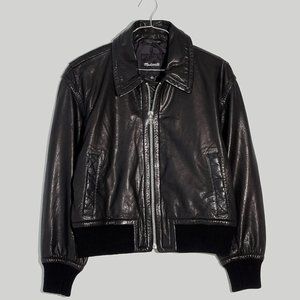 MADEWELL -- Washed Leather Bomber Jacket